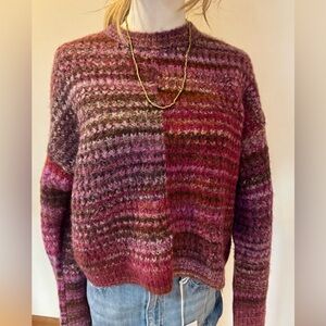 Madewell Women's Pink and Brown Striped Sweater